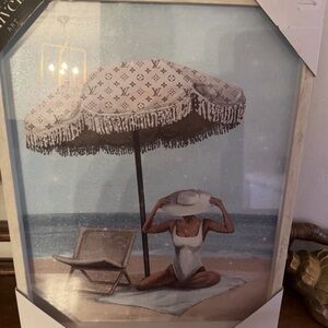 Louis Vuitton Beach Umbrella Art with Blue and White